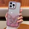 For iPhone 16 Pro Max Rhinestone Butterfly Cover For iPhone 11 12 13 14 15 Plus Gradient Color Flash Electroplated Luxury Shell