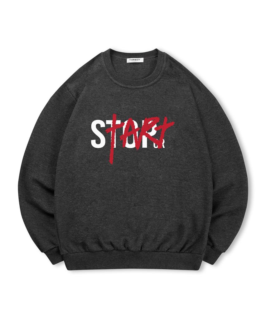 TOPBOY [Non-Fleece Or Fleece-Lined] Start Print Sweatshirt (Type B)