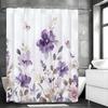 Фиолетовая мятая шторка для душа, абстрактная акварельная цветочная ботаническая бабочка, деревенский фермерский дом, декоративная шторка для душа для ванной