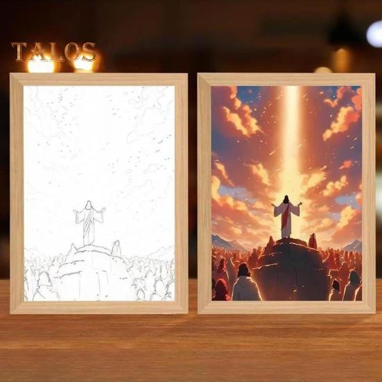 Иисус лампа светодиодная рамка Христос свет мягкий свет затемняемая картина Иисус ночник освещенный церковный светильник декор