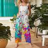 Women's Casual Jumpsuit, Sleeveless Printed Cotton Jumpsuit
