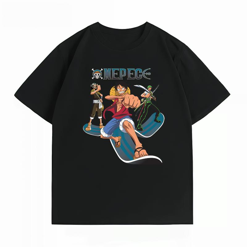 One Piece Straw Hat Crew Luffy Zoro Usopp Print T-Shirt Casual Short Sleeve Cotton Anime Streetwear Unisex's T-Shirt