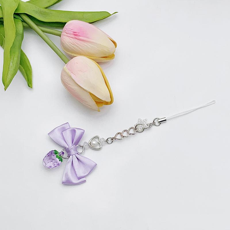 Сладкий бант клубника бисерный брелок кулон для женщин девочек милый брелок изысканный рюкзак украшения аксессуары подарок