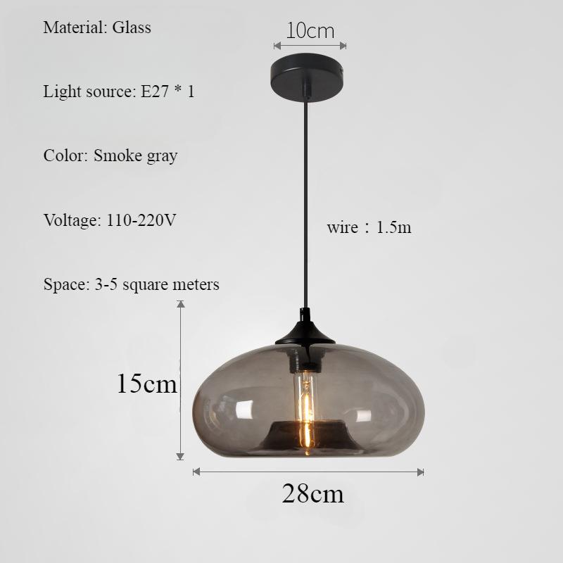 Современный простой эллиптический стеклянный янтарный подвесной светильник цвета сажи в скандинавском стиле для гостиной, прикроватной тумбочки, люстры для ресторана, светодиодные