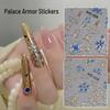 Embossed Blue Gilt Floral 3D Retro Nail Stickers