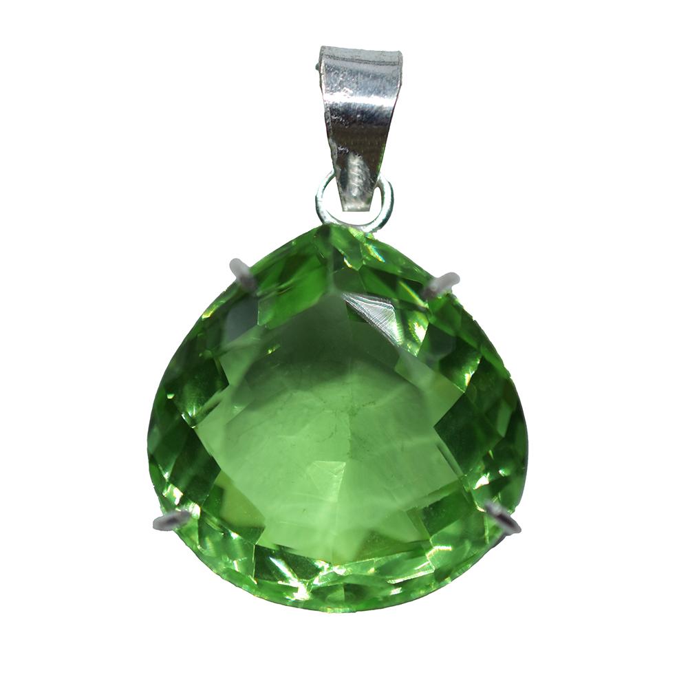 Lab Created Green Topaz 925 Sterling Silver Pendant 94.85 Ct