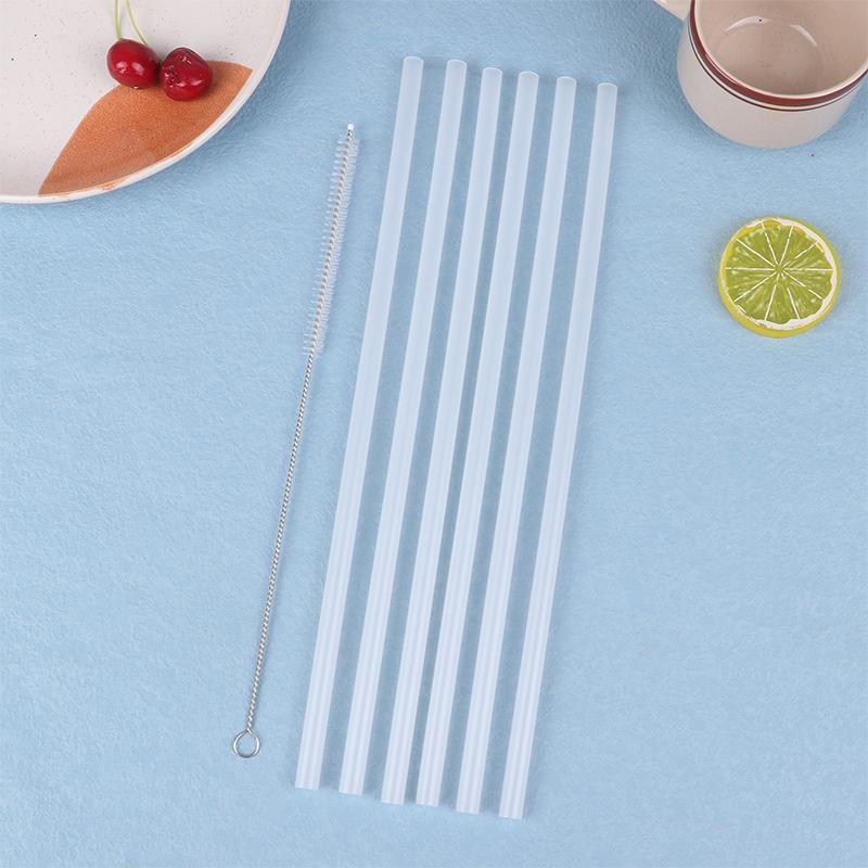 6 шт. Пластиковые прозрачные соломинки многоразовые соломинки с чистящей щеткой 31 см питьевые соломинки для бутылок с водой дорожные стаканы аксессуары