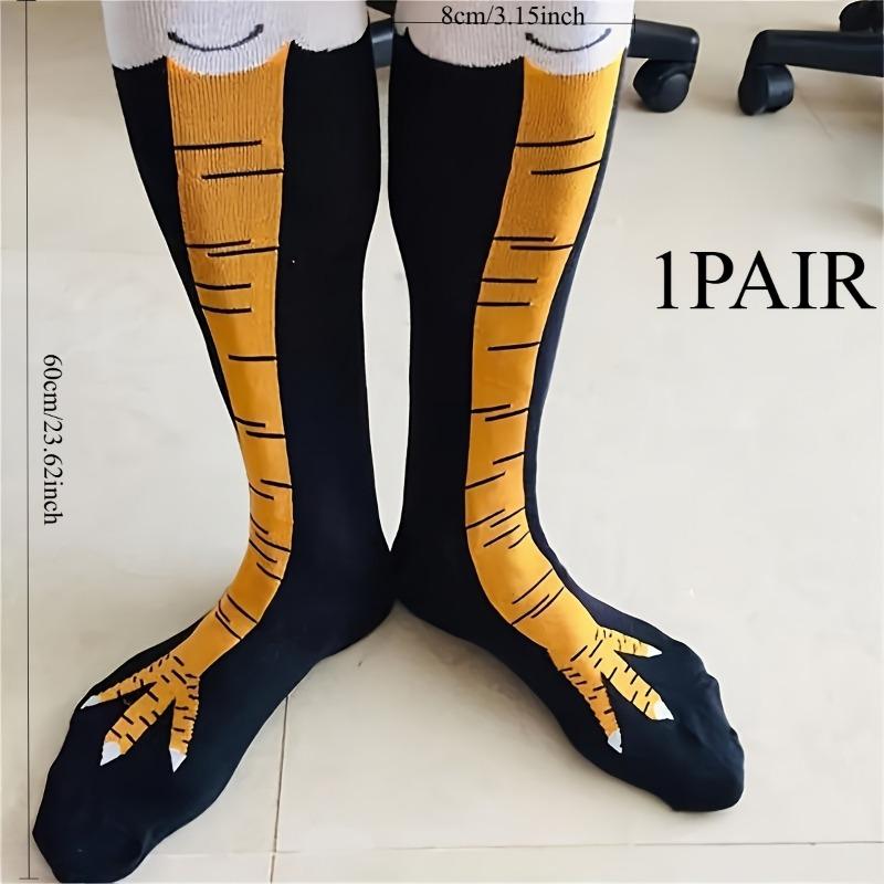 1PAIR Fun Chicken Feet Socks - Moisture Wicking, Suitable for Fitness and Casual Wear, Cute Cartoon Pattern