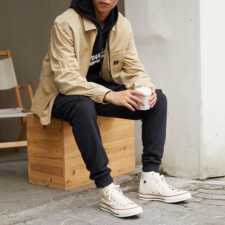 Converse ПЛЕТЕНЫЕ КУРТКИ НА МОЛНИИ Унисекс Хаки Лацкан Умеренный Другое 10022303-A01