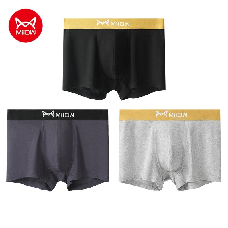 MIIOW 3 шт., мужское нижнее белье из модального хлопка, антибактериальные шорты-боксеры с графеновым шаговым швом, свободные дышащие шорты для взрослых, L-4XL