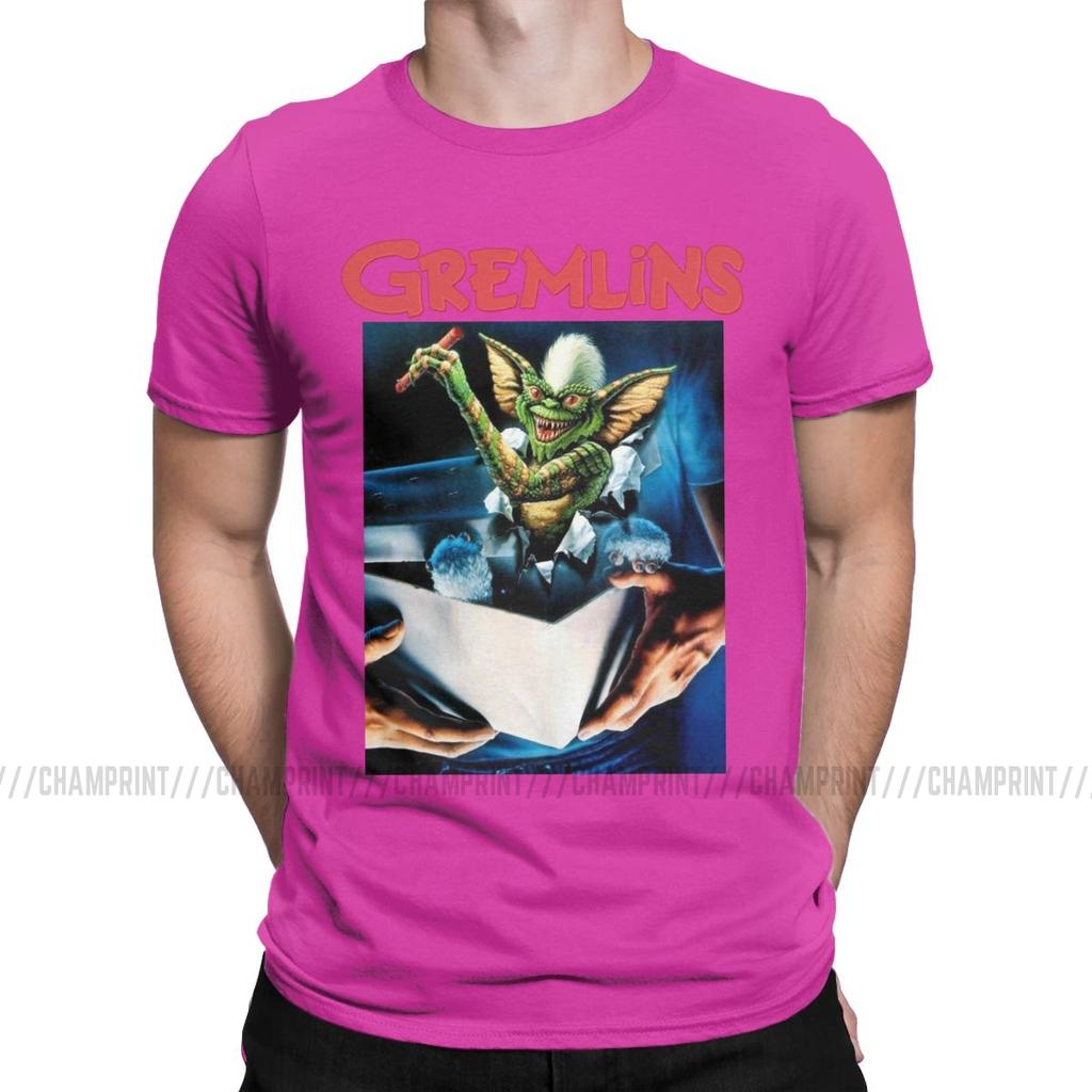 Gremlins Men S T Shirts Gizmo Monster Gremlin 80S Horror Christmas Movie Awesome Tees Round Neck