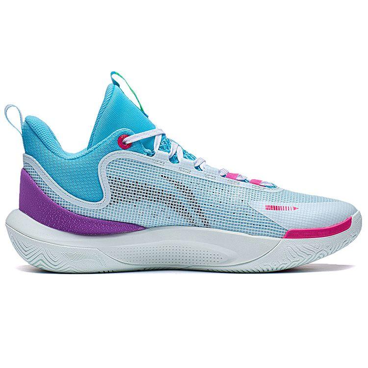 Li-Ning Sound Speed Team Fabric Synthetic Leather TPU Non-Slip Support Rebound Low-Top Basketball Shoes Men Sneakers Blue Purple ABPT023-3