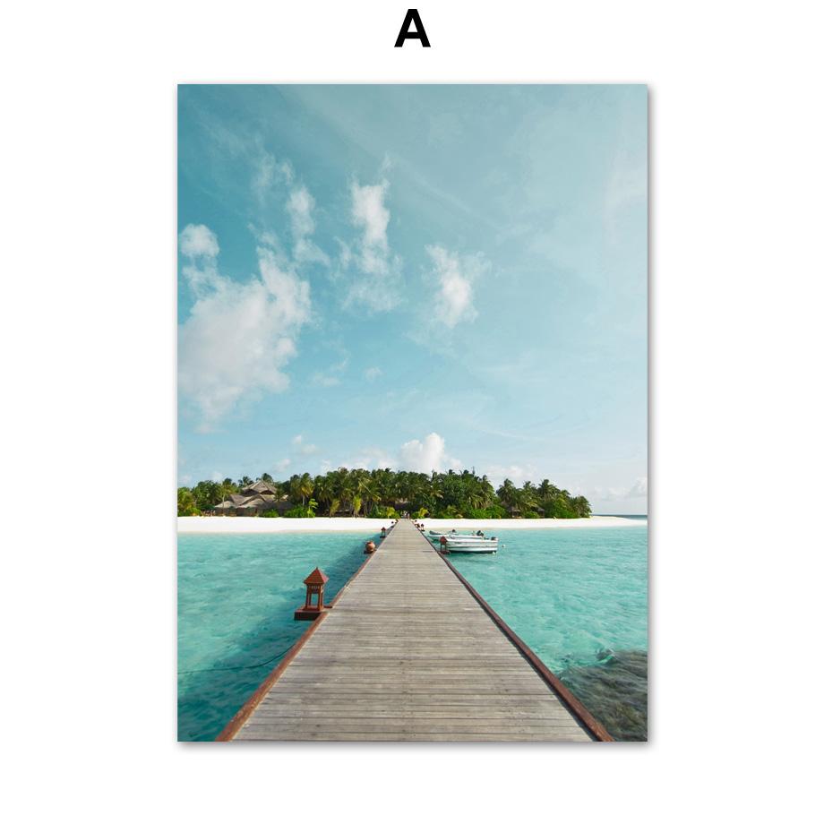 Beach Surf Sea Car Coconut Tree Landscape Nordic Posters And Prints Wall Art Canvas Painting Wall Pictures For Living Room Decor