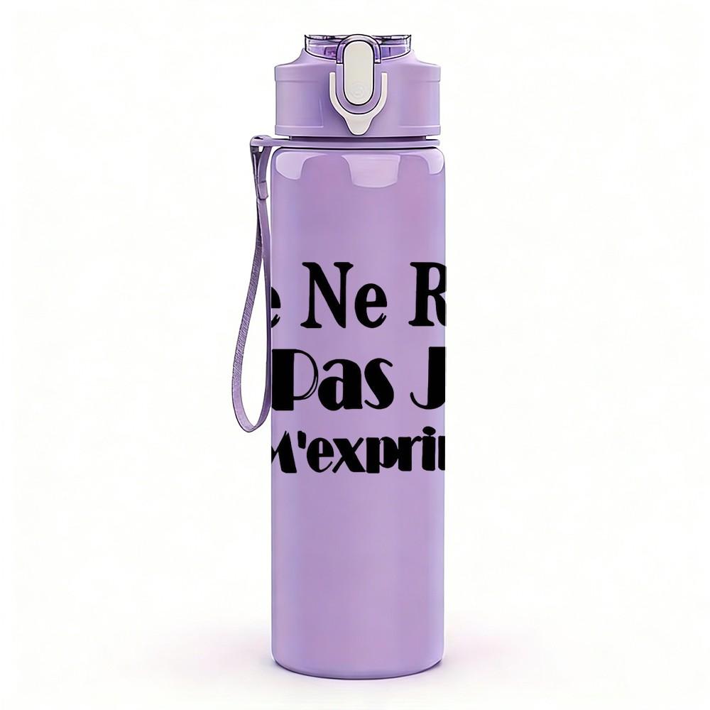 1PC Je Ne Rale Pas French Slogan Print 750ml Color Plastic Sports Water Bottle Leakproof Flip Straw Lid Suitable for Sports Office Home Use