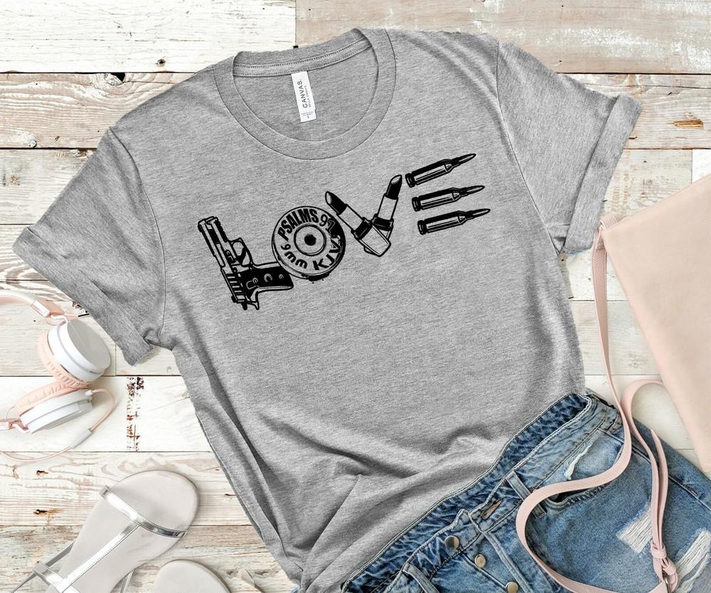 Футболка Gun Love Футболка с пистолетом Футболка с винтовкой Футболка 2-й поправки Футболка Девушки и оружие