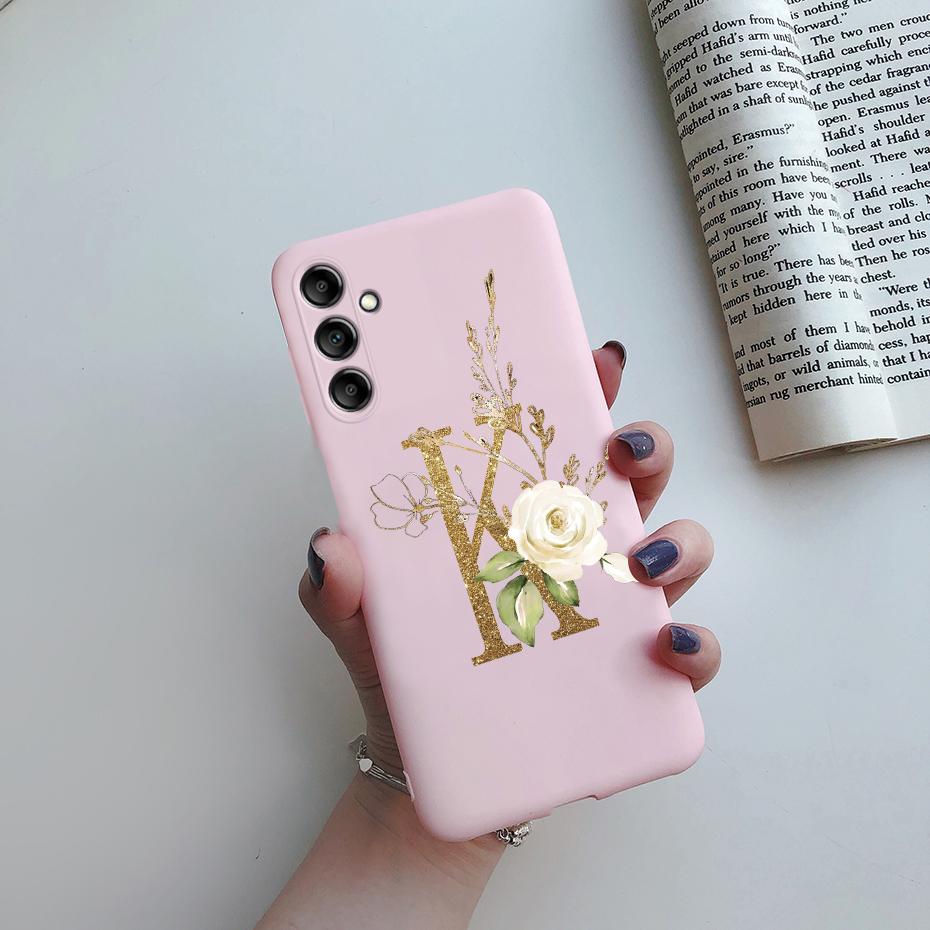 For Samsung Galaxy A24 4G Fashion Case Pink Black Matte Silicone Letters Phone Case For Samsung A24 A 24 4G SM-A245F Back Cover
