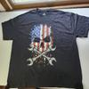 H3 Sportgear Мужская XL 100% Хлопок Черная Футболка Череп Американский Флаг Гаечный Ключ Графика Унисекс Футболка