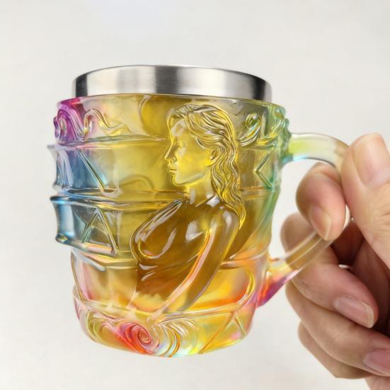 3D Расписанная кофейная кружка в виде стопки книг из смолы и нержавеющей стали с эргономичной ручкой и основанием, устойчивым к проливанию. Кружка для чтения