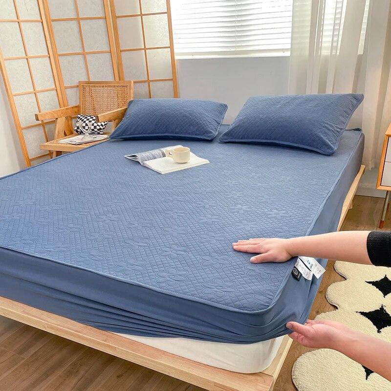 Водонепроницаемая стеганая простыня из необработанного хлопка 160x200, цельный защитный чехол для матраса, класс А для матери и ребенка