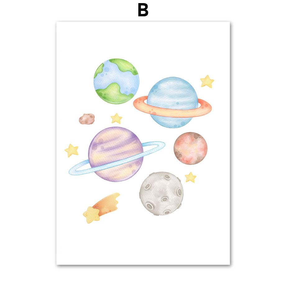 Космический астронавт, ракета, планета, солнечная система, космический корабль, детская настенная живопись, холст, картина, плакат, настенные панно, декор для детской комнаты