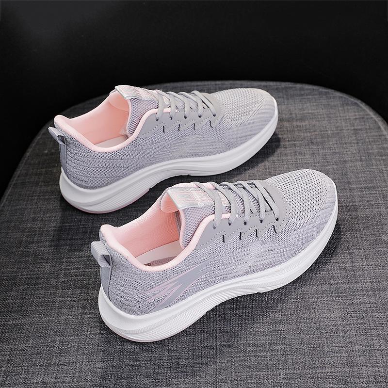 Autumn new breathable fly-woven sneakers fly-woven mesh flat-bottomed lightweight soft-soled running shoes