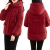 Women's Winter Plus Size Down Jacket Solid Colour Warm Zip Short Section Stand-up Collar with Hood Casual Outerwear