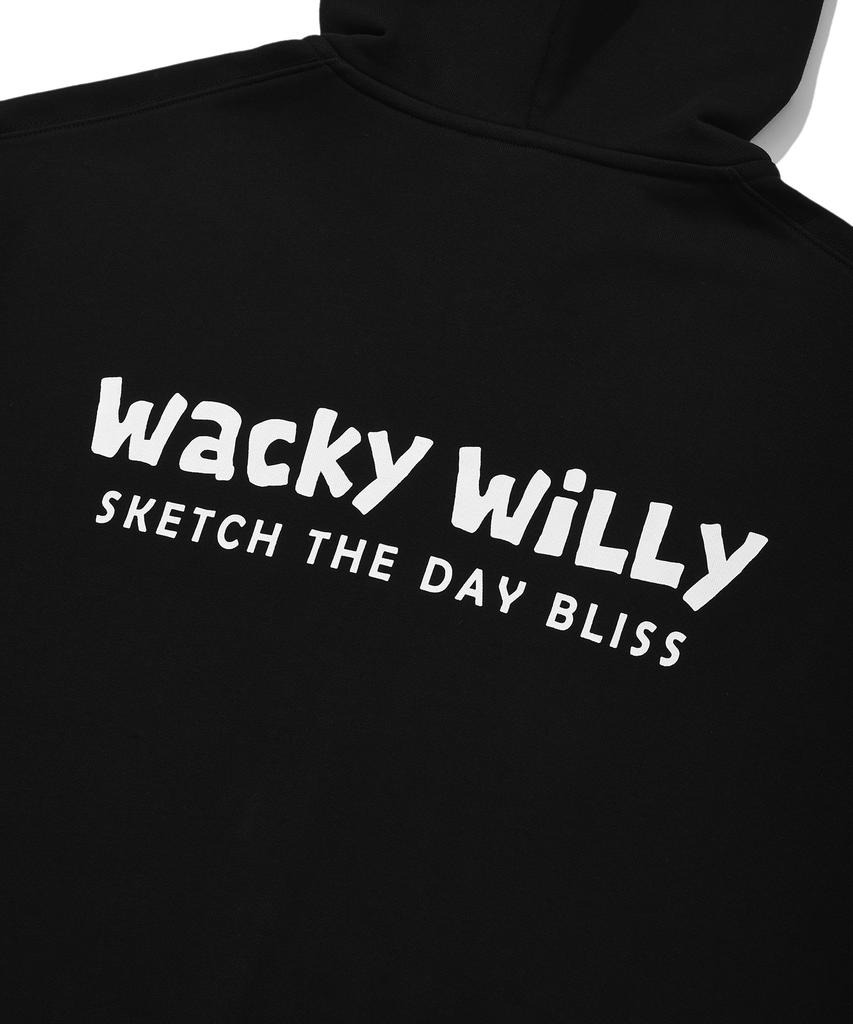 Wacky Willy Базовая черная толстовка на молнии с wacky типографским логотипом