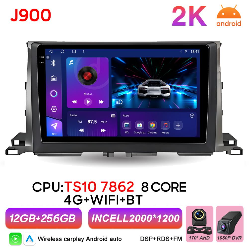 Android 16 Auto Carplay Car Radio For Toyota Highlander Kluger 3 XU50 2014 2015 2016 - 2019 Multimedia Player BT 5G Wifi DSP GPS