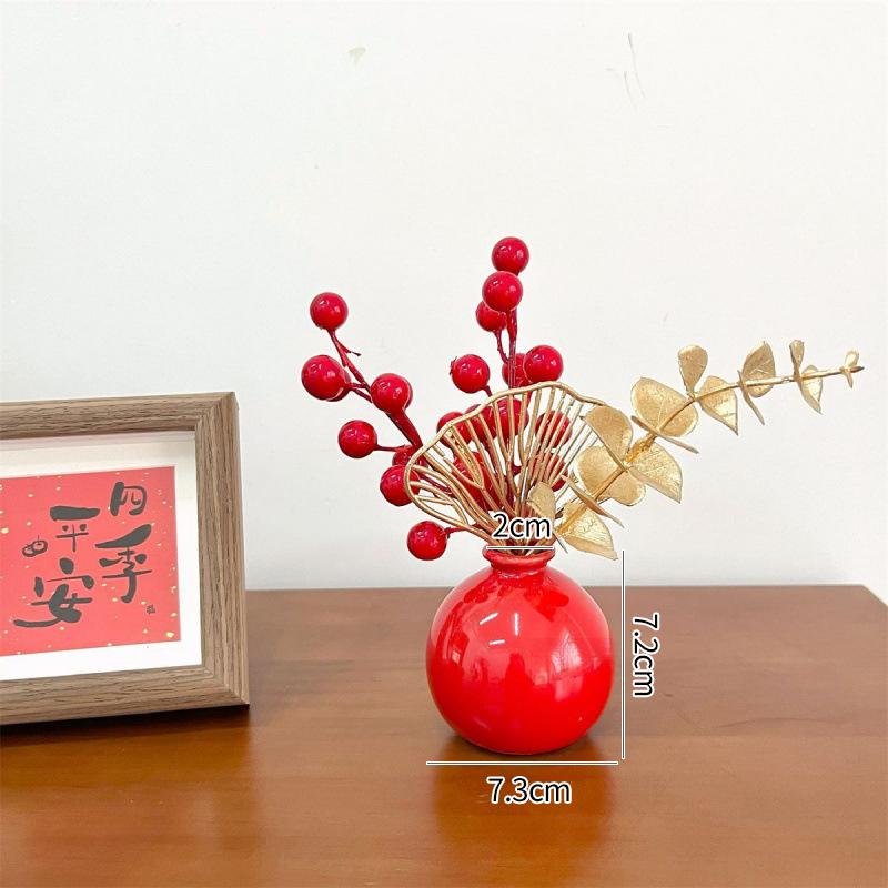 Chinese Wealth Fruit Pot Decoration Chinese New Year Desktop Ornament Spring Festival Gift Decor Blessing Flower Bucket