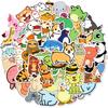 50 Cartoon Doodles Cute Animals Stickers Reward Stickers Diy Water Cup Luggage Pocket Stickers