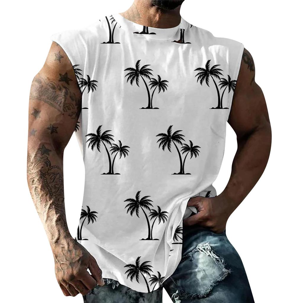 Мужская летняя пляжная майка для серфинга, большой размер, повседневный дышащий топ без рукавов, свободная майка с принтом, мужская рубашка