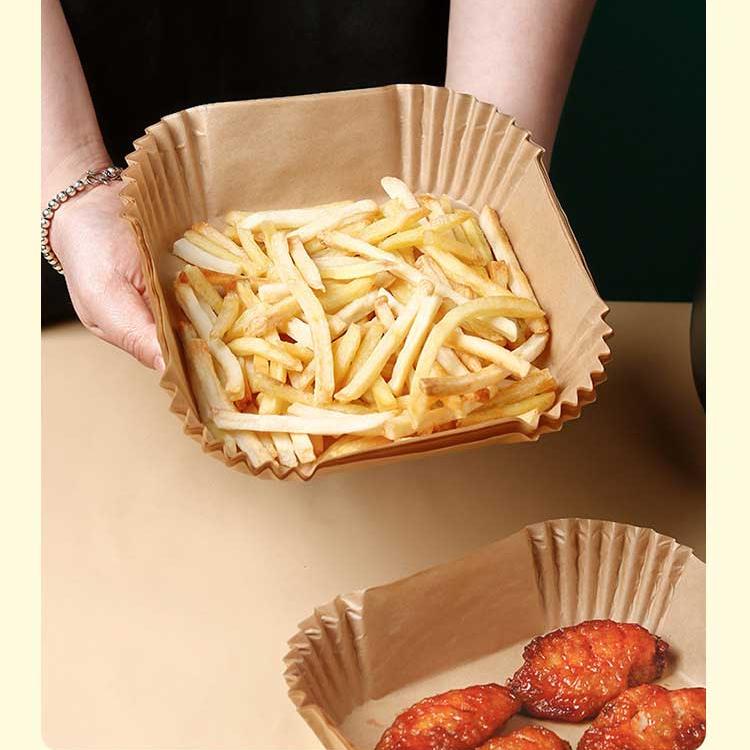 50 шт./компл. одноразовая бумага для фритюрницы, пергамент, пароварка из древесной массы, чизкейк, аксессуары для фритюрницы, бумага для выпечки для фритюрницы