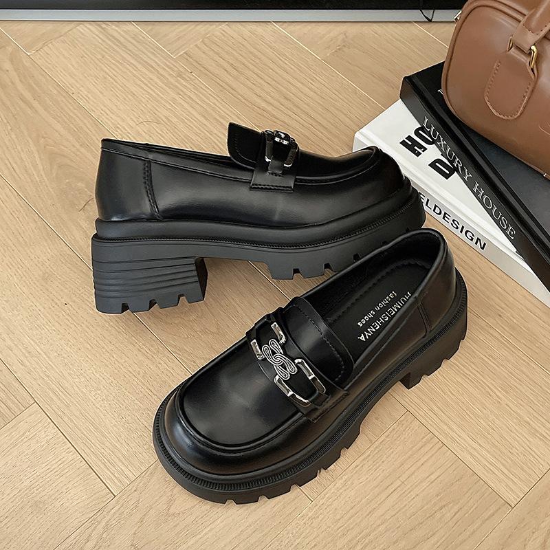 Платформа женская новая женская обувь весна и осень одинарная обувь женская мелкая горловина британские маленькие кожаные туфли женские