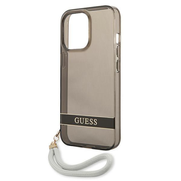 Etui do iPhone 13 Pro 6,1" Guess Czarne Półprzezroczyste z Paskiem