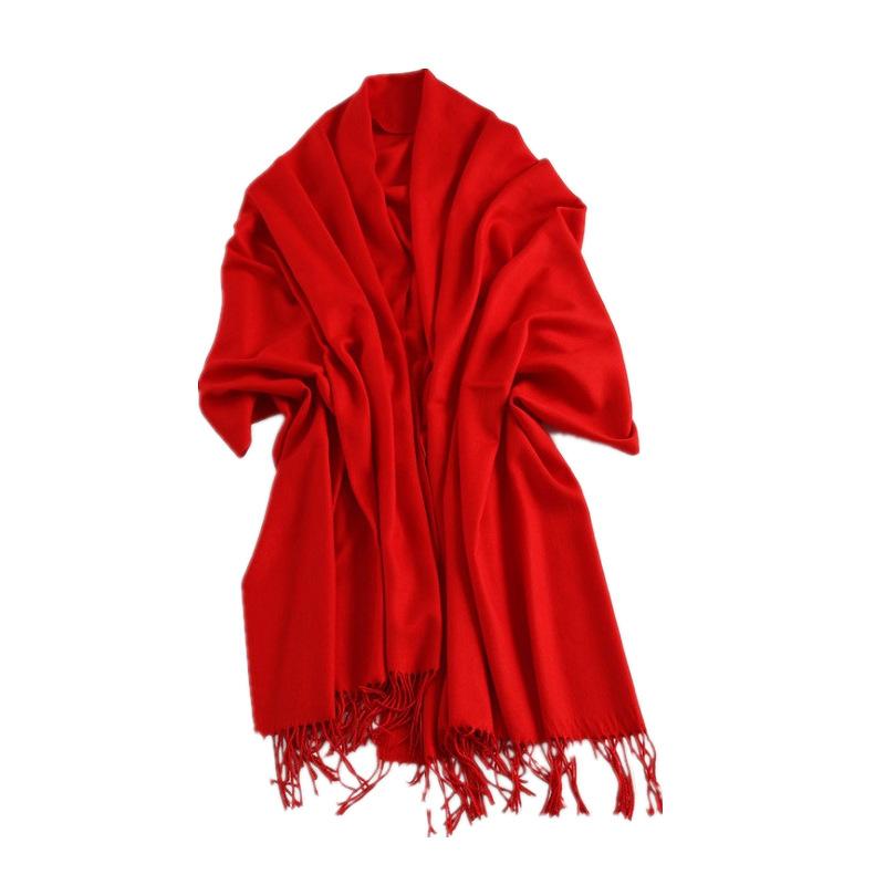 Однотонный шарф из искусственного кашемира для женщин, зимний, в корейском стиле, шаль и шарф двойного назначения, утолщенный, для подружки невесты и невесты, чтобы согреться осенью