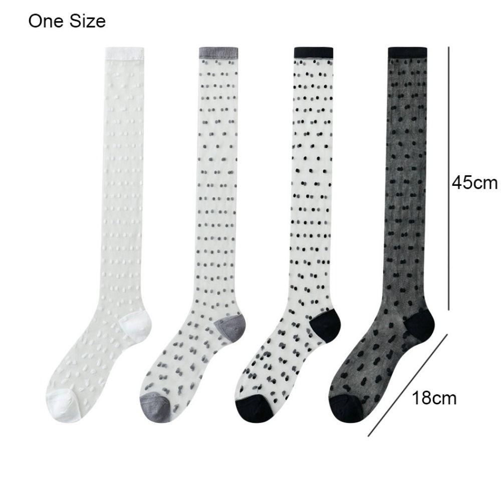 Transparent Knee Socks Ultra-thin Polka Dot Socks Sweet Japanese Fashion Socks Casual Outfit