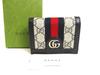 Authentic GG Navy Blue Leather Beige Ophidia GG Canvas Bifold Wallet #a933 Refurbished