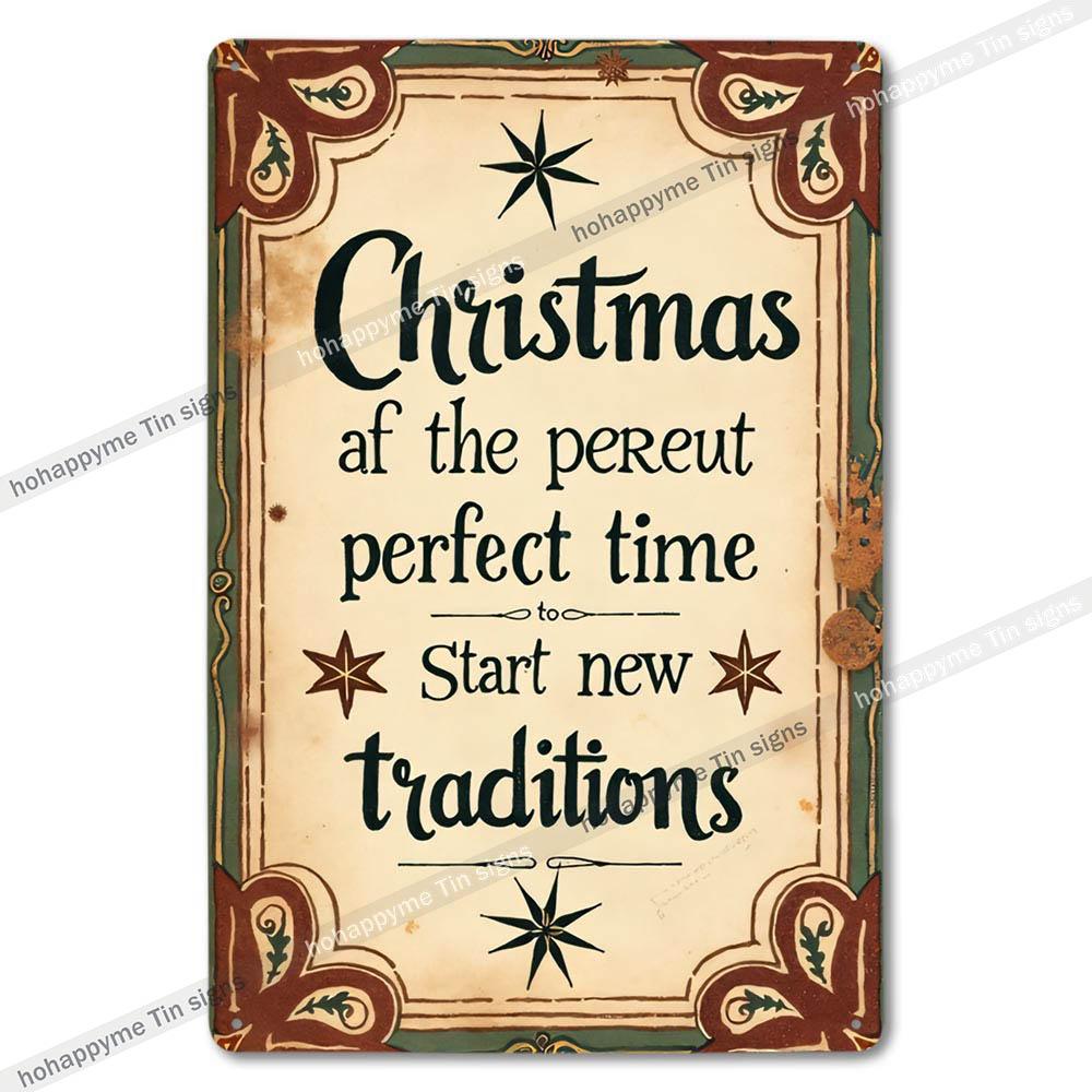 Retro Metal Signs Christmas Quotes Home Decor Wall Art Vintage Tin Plaques Family Holiday Decoration