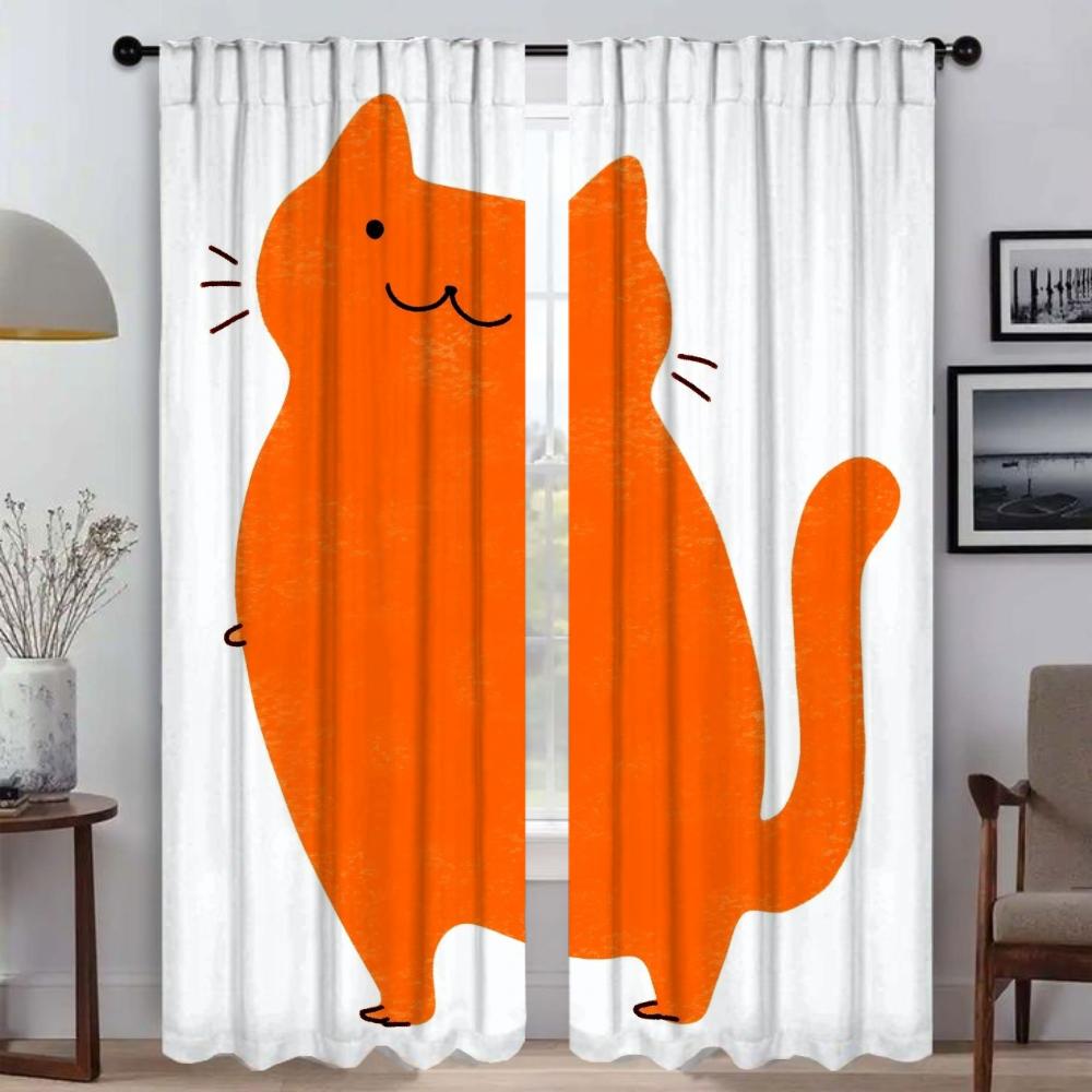 Home Interior Curtains for Camera Funny Cat Curtains Child Room Tulle for Bedroom Living Room Curtain Halloween Decoration Panel