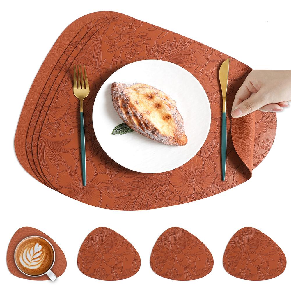 Wind carved water drop leather placemat waterproof and oil-proof thermal insulation mat anti-scalding thermal insulation mat hotel western food mat