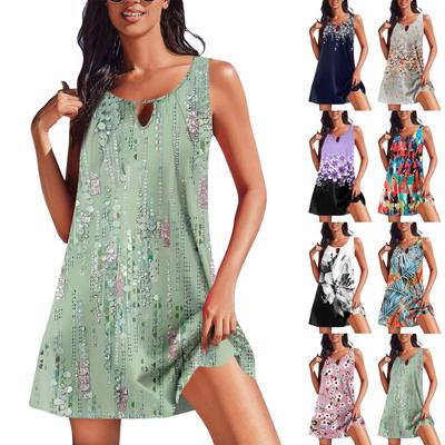 Женские летние платья, свободные сарафаны без рукавов с U-образным вырезом и карманами