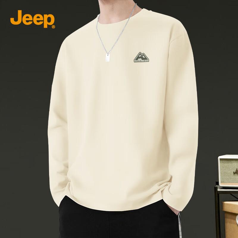 Jeep Мужская футболка с длинным рукавом и круглым вырезом из чистого хлопка