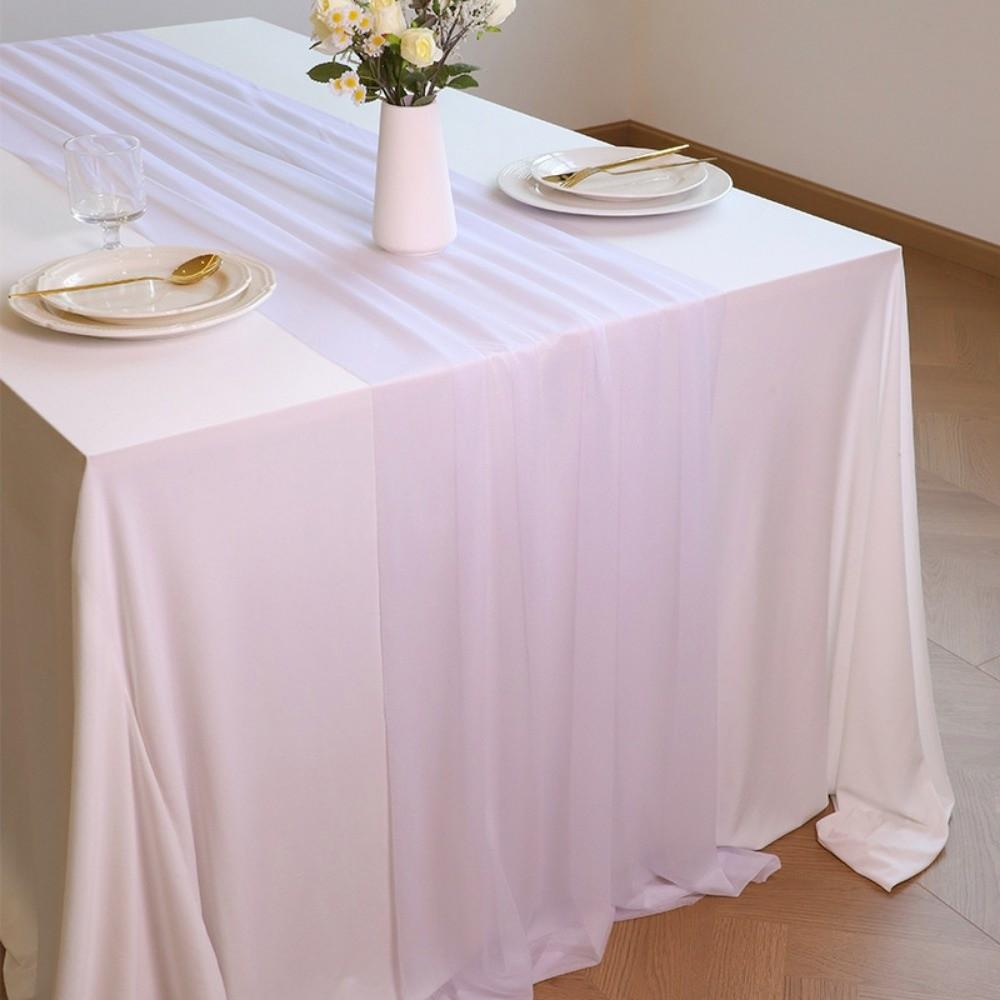 Solid Color Chiffon Table Runner Reusable Gauze Table Runner Wedding Table Runner  Dinning Table