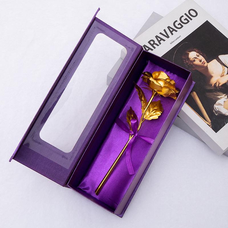 Подарочная коробка с гвоздикой из золотой фольги - 24-каратная золотая роза для китайского Дня святого Валентина