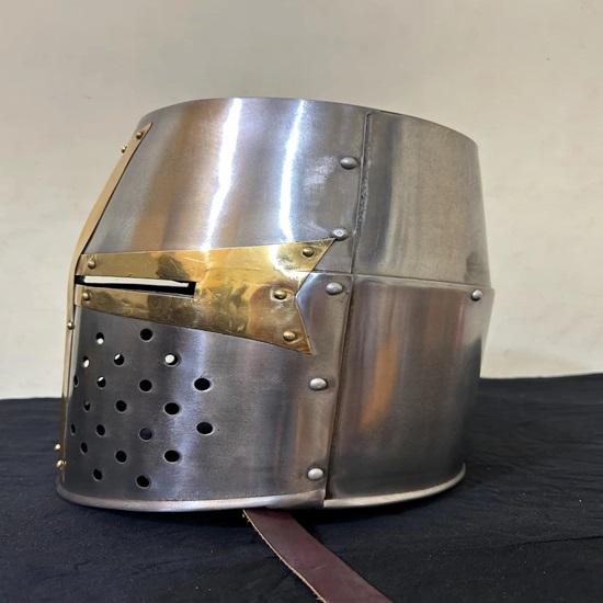 Medieval Templar Brass Cross Armor Metal Helmet Crusader Helmet Halloween Gifts