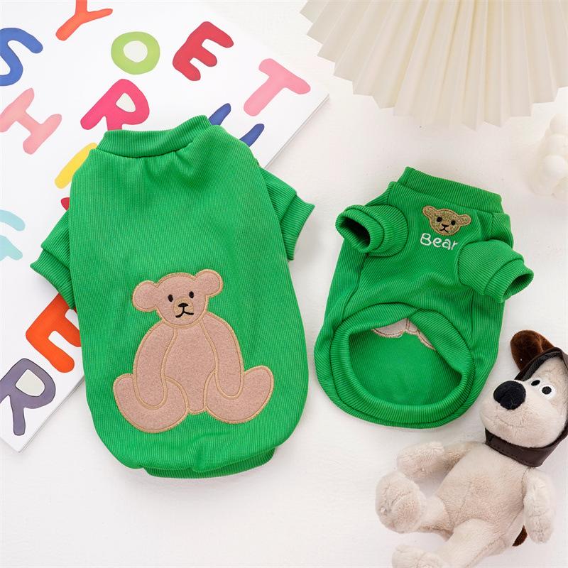Толстовки с капюшоном для собак Тонкая толстовка с вышивкой медведя и щенка Однотонная роскошная одежда для собак Чихуахуа Йорки Бишон Пуловер Кошка Собака Майка
