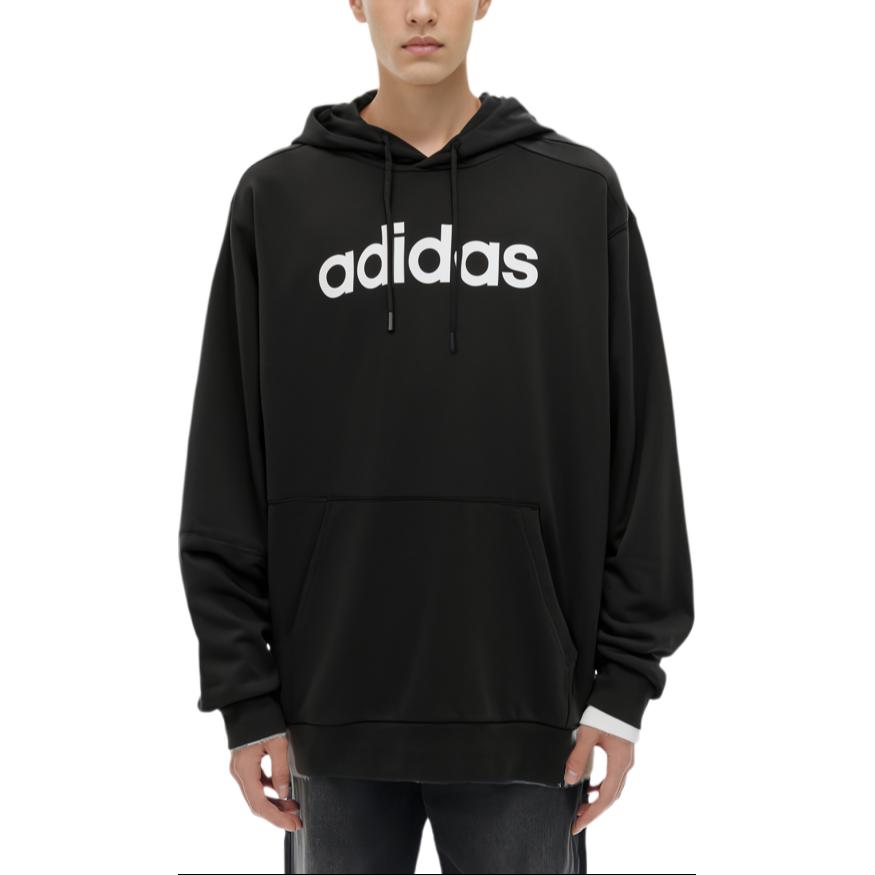 adidas Американский винтажный однотонный свитер с капюшоном, повседневная толстовка с длинным рукавом, мужская толстовка, черная JF3320