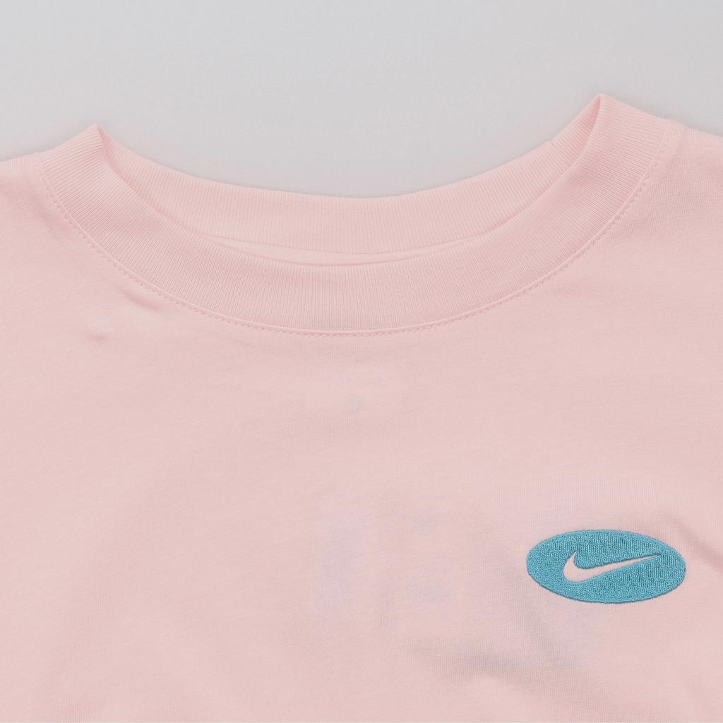 Nike Футболка с коротким рукавом и логотипом, однотонная, с круглым вырезом, розовая, женская, DM6575-610
