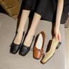 Leather Ballet Shoes Women's Light Mouth Bow French Pig Nose Polish Single Shoes Thick Heel Retro Mary Jane