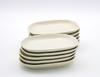 Mino Ware Japanese Cafe Series Shinogi [Oval Plates] White, Set of 10 (Size: H2.5 X W16.8 X D9.3cm)